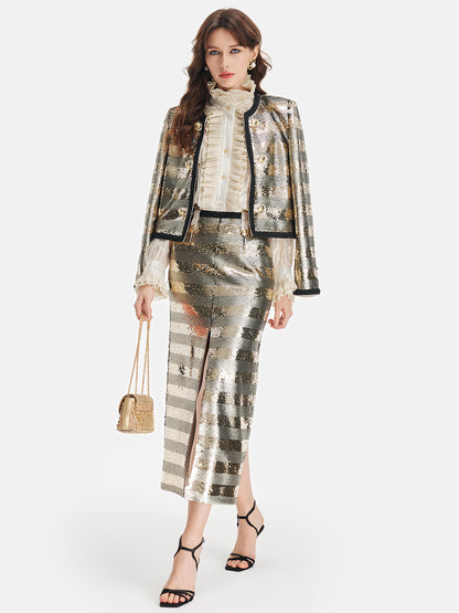 Gilded Sequin Striped Jacket