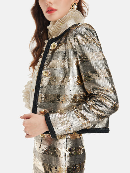 Gilded Sequin Striped Jacket