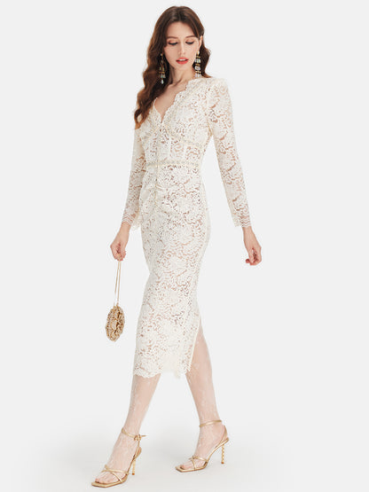 Luxury Embroidered Lace Beaded Dress