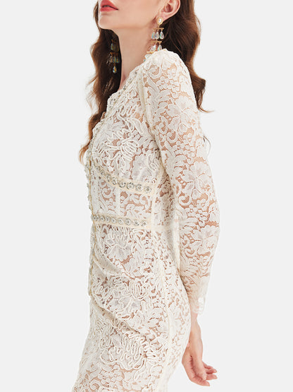 Luxury Embroidered Lace Beaded Dress