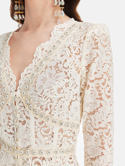 Luxury Embroidered Lace Beaded Dress