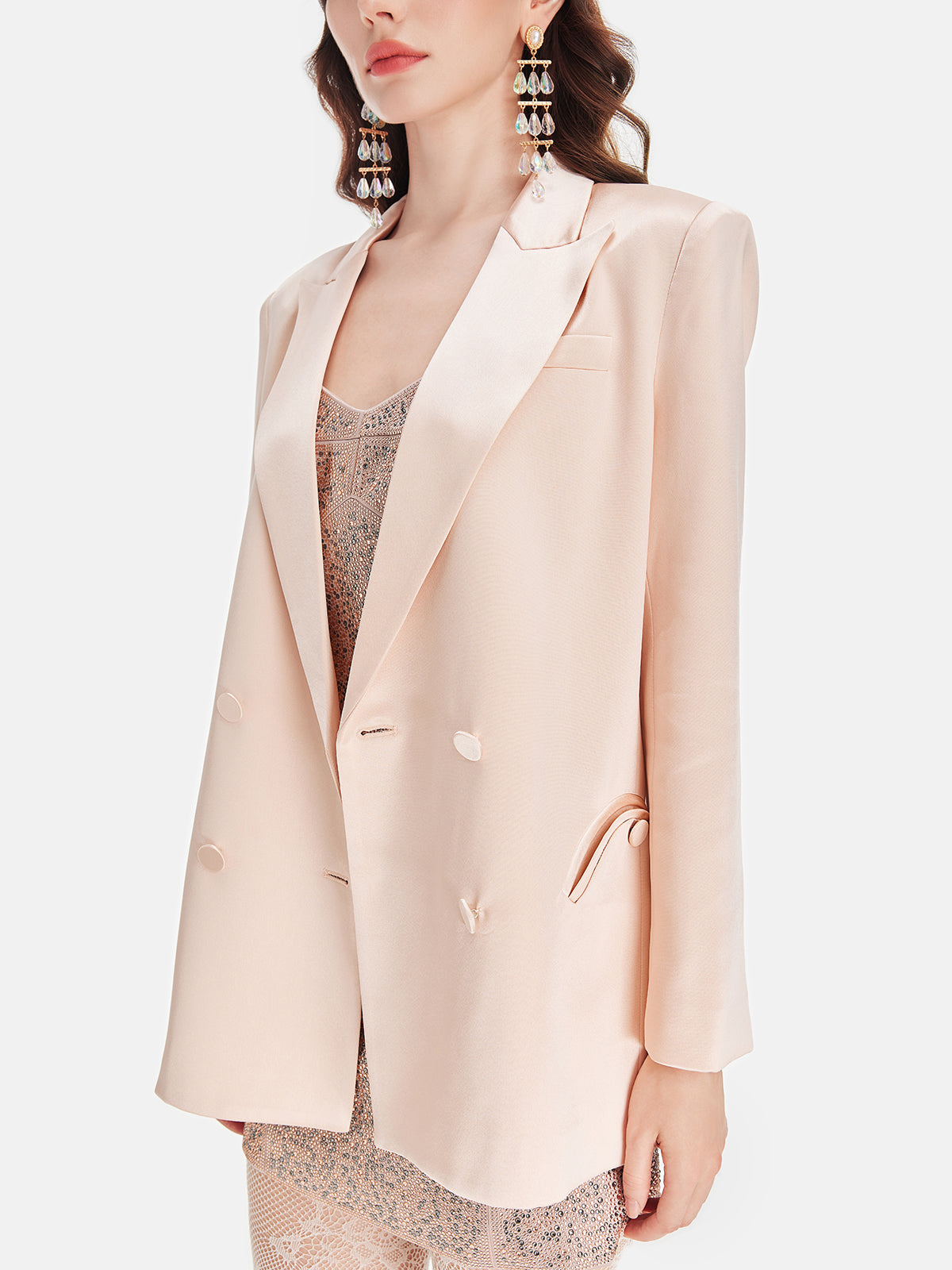 Satin Double-Breasted Byzantine Blazer