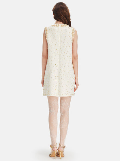 Pearl-Embellished Sleeveless Dress