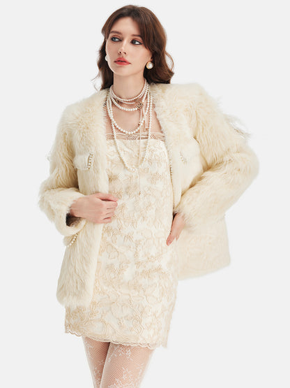 Tuscan Wool Angel Wing Beaded Coat