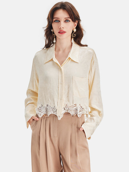 Jacquard Lace Embroidered Blouse