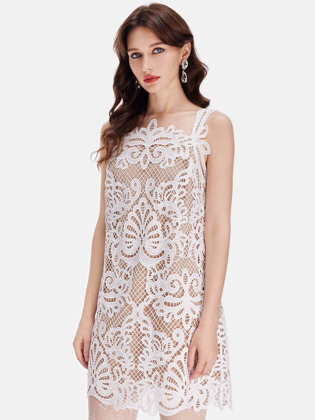 Handcrafted Lace Embroidered Mini Dress