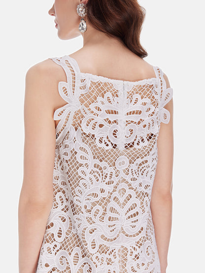 Handcrafted Lace Embroidered Mini Dress