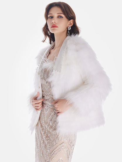 Noble Rhinestone Raccoon Fur Jacket