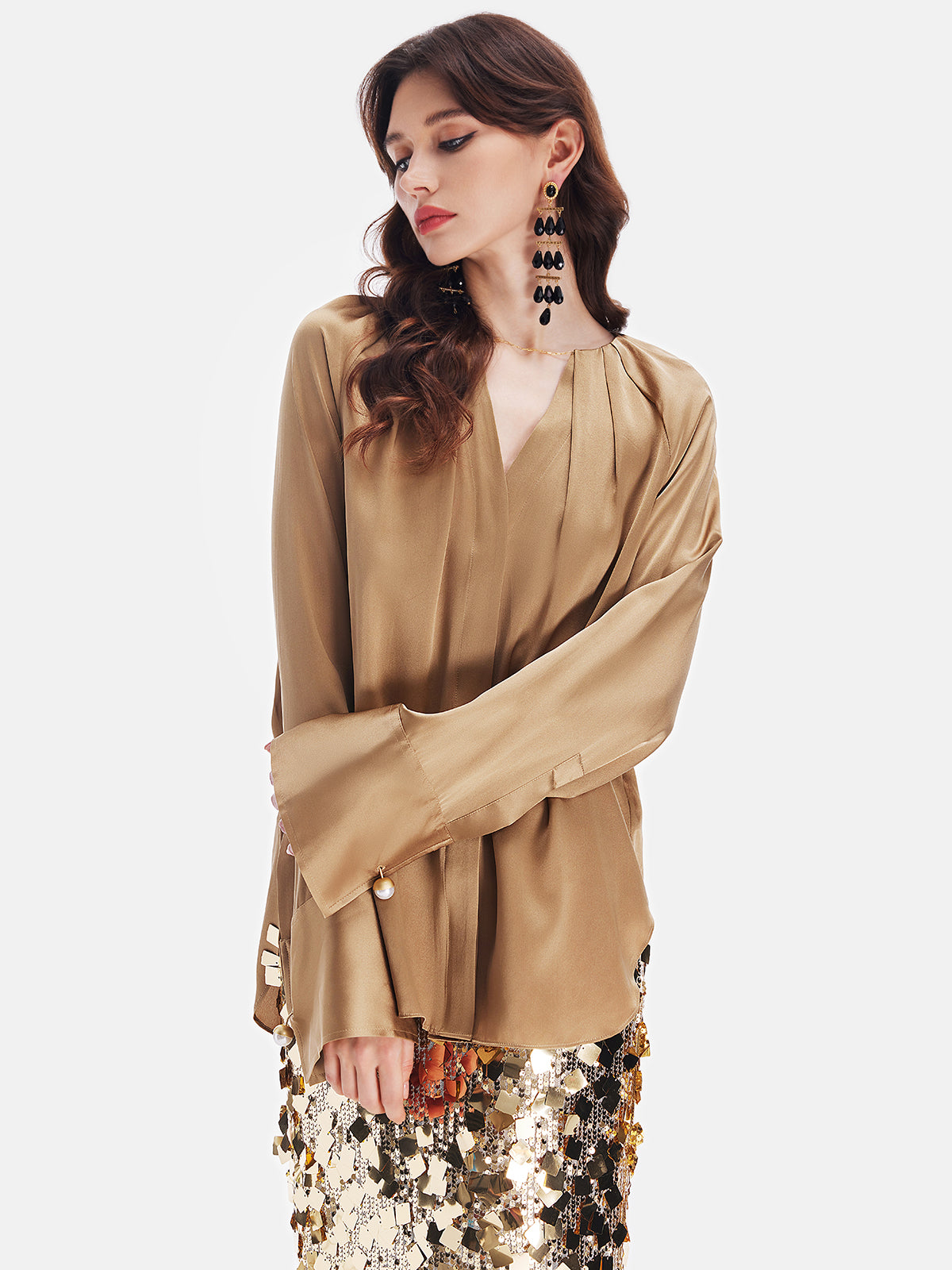 Silk Metallic Modern Blouse