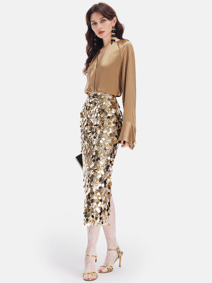 Gold Sequin Rock Skirt