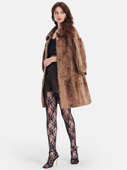 Loose Lantern Sleeve Faux Fur Coat