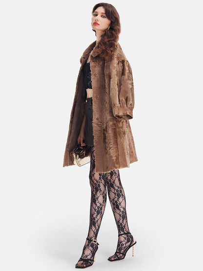 Loose Lantern Sleeve Faux Fur Coat