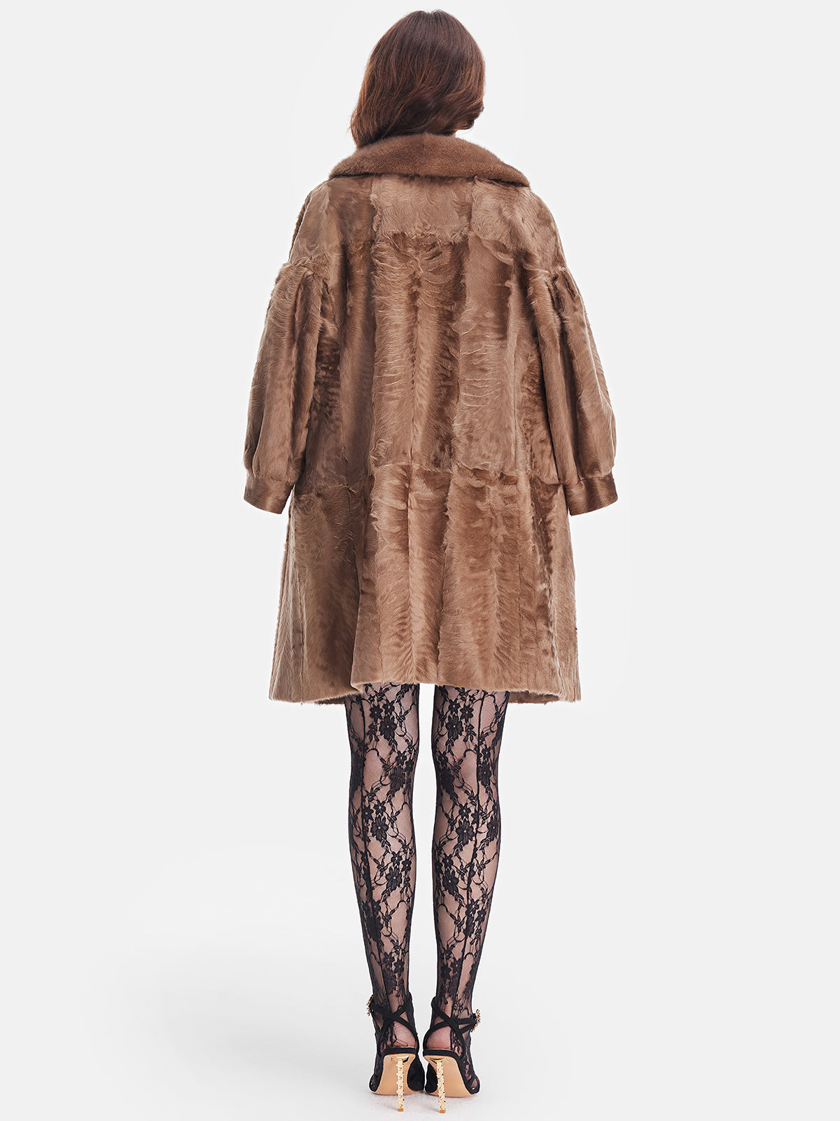 Loose Lantern Sleeve Faux Fur Coat