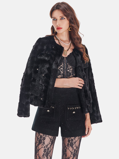 Handcrafted Crystal Mink Fur Coat