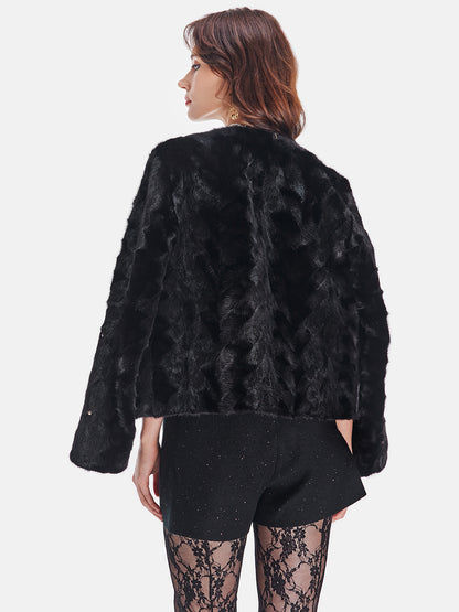 Handcrafted Crystal Mink Fur Coat