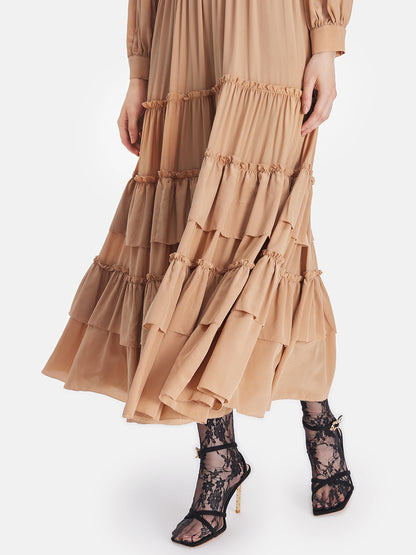 Silk Ruffle Detailed Maxi Dress