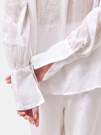 Lightweight Pleated Linen Blouse