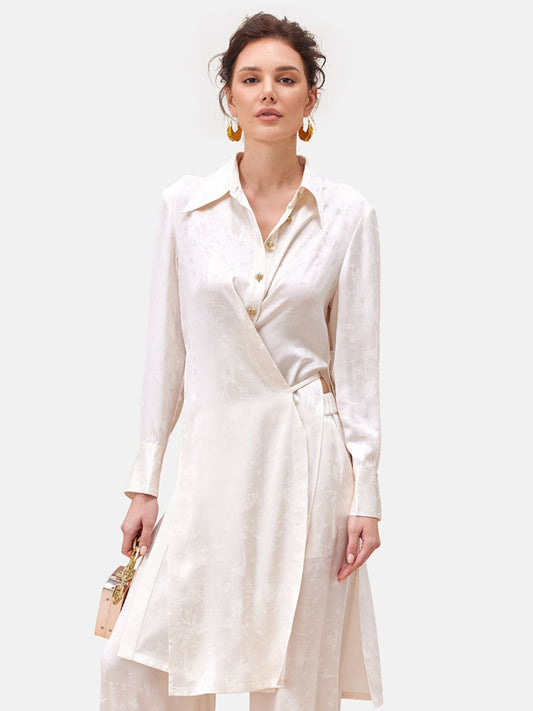 Jacquard Silky Deconstructed Long Shirt