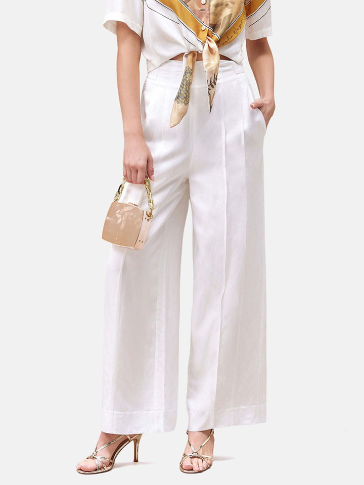 Irregularly Waist Designed Linen Pants
