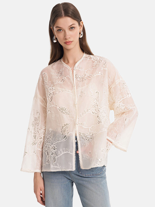 Mulberry Silk Beaded Short Jacket