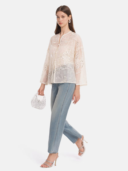 Mulberry Silk Beaded Short Jacket