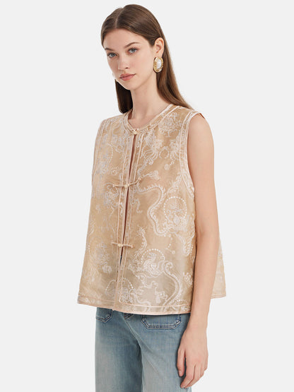 Heavy Silk Jacquard Embossed Vest