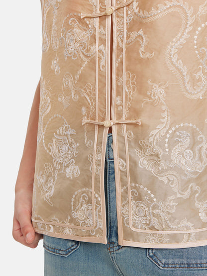 Heavy Silk Jacquard Embossed Vest