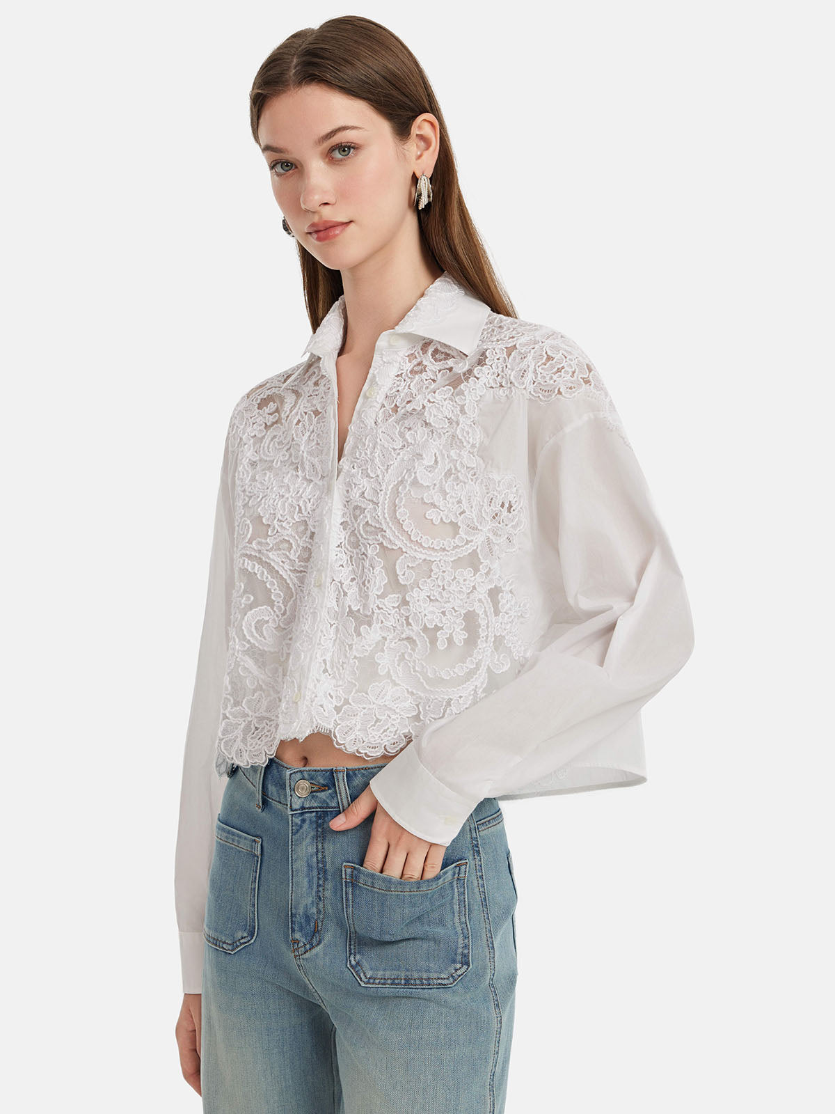 Handcrafted Lace Embroidered Shirt