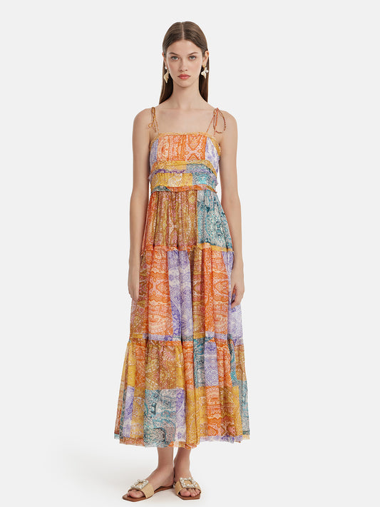 Silk Boho Print Vacation Sundress