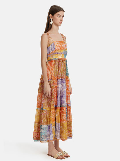 Silk Boho Print Vacation Sundress