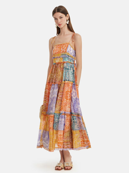 Silk Boho Print Vacation Sundress