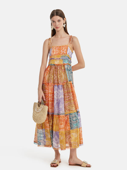 Silk Boho Print Vacation Sundress