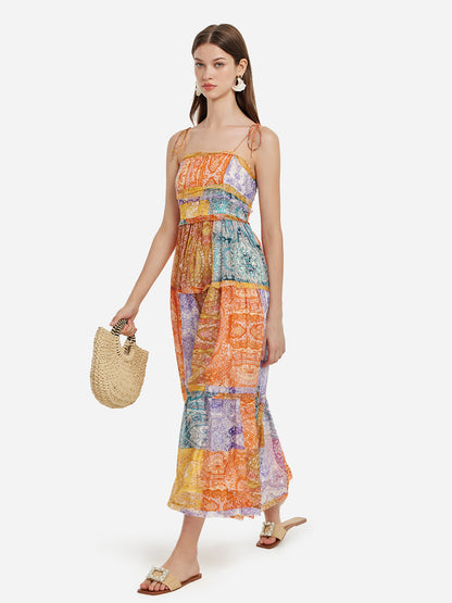 Silk Boho Print Vacation Sundress