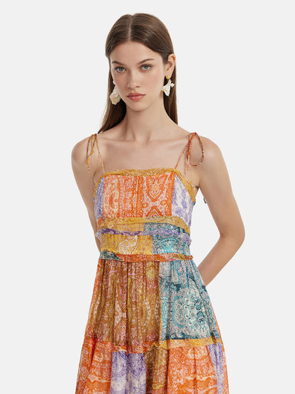 Silk Boho Print Vacation Sundress