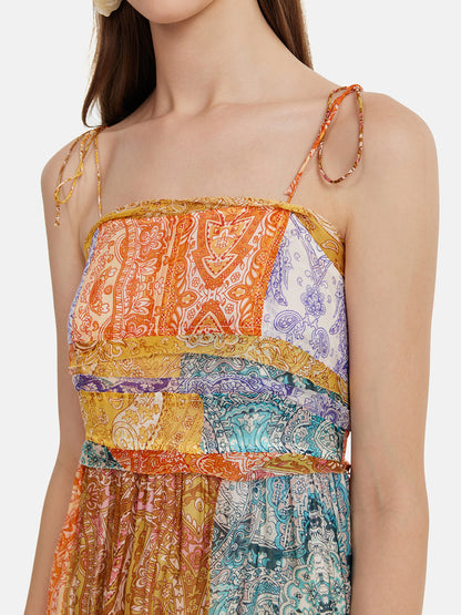 Silk Boho Print Vacation Sundress