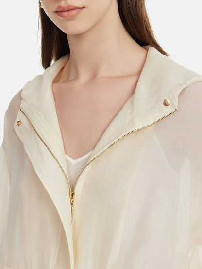 Drawstring Jacquard Hooded Jacket