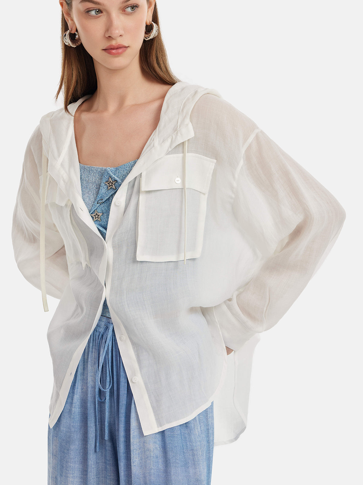 Skin-friendly Hooded Shirt Jacket