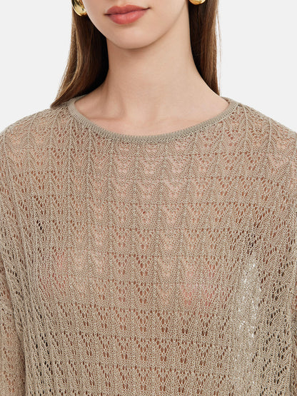 Silk Yarn Hollow Knit Top