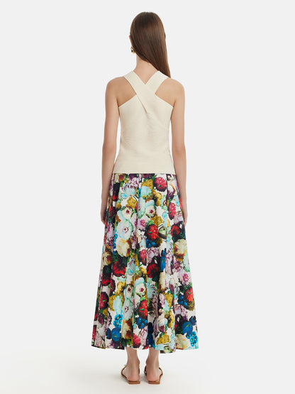 Floral Print A-Line Skirt