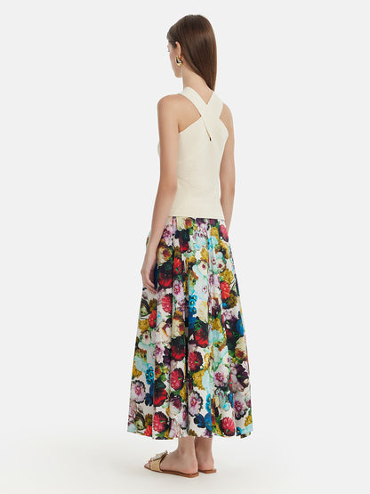 Floral Print A-Line Skirt