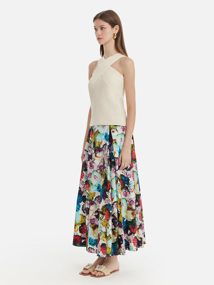 Floral Print A-Line Skirt