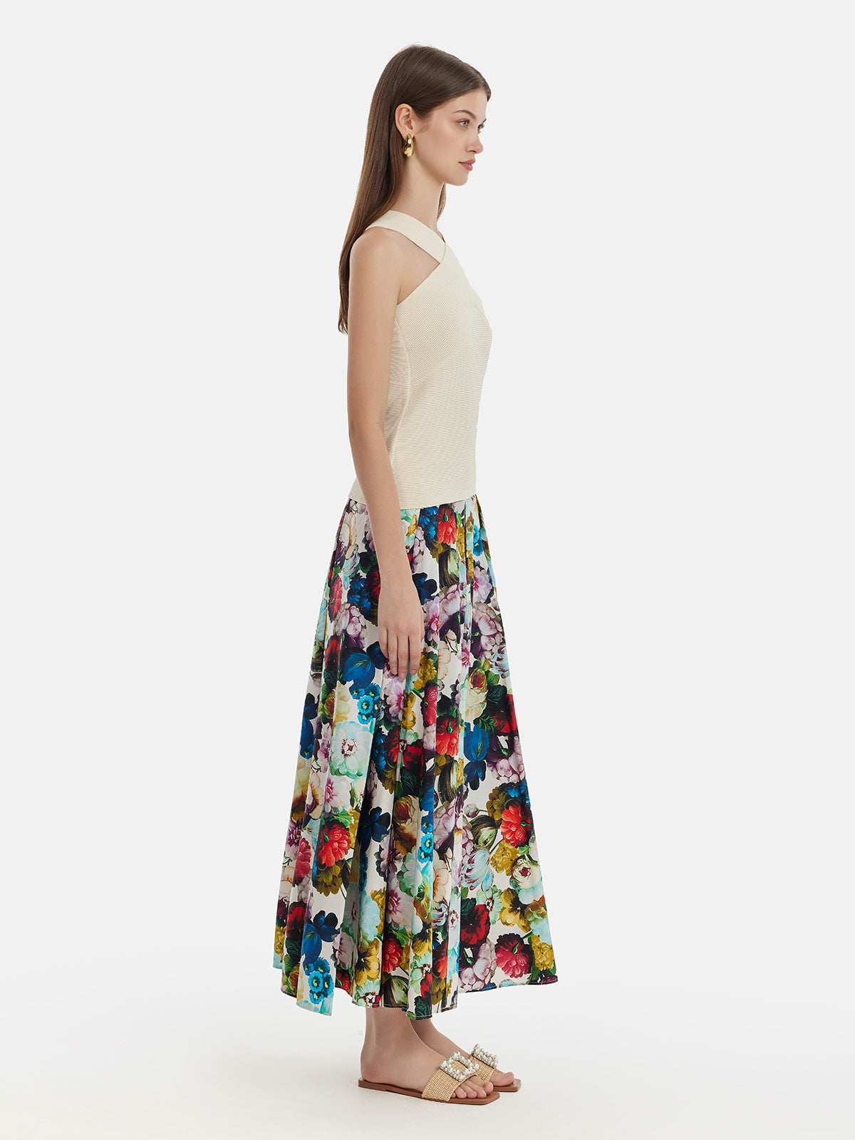 Floral Print A-Line Skirt