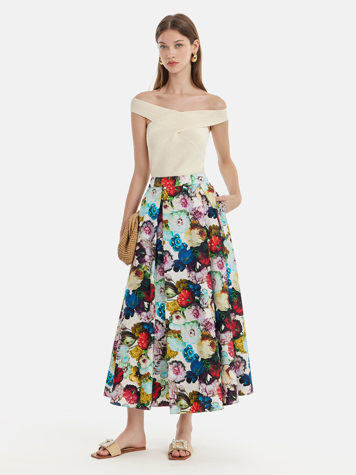 Floral Print A-Line Skirt