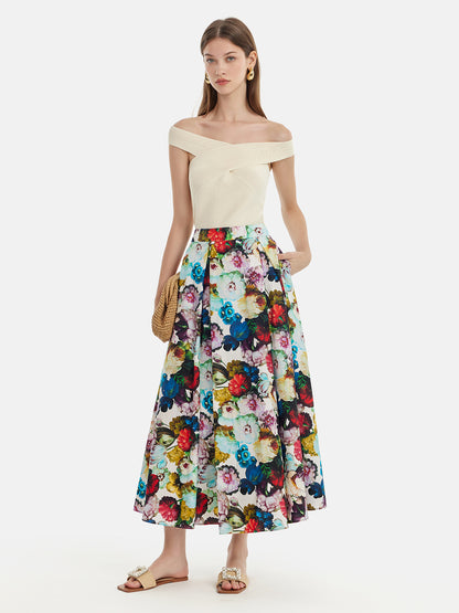 Floral Print A-Line Skirt