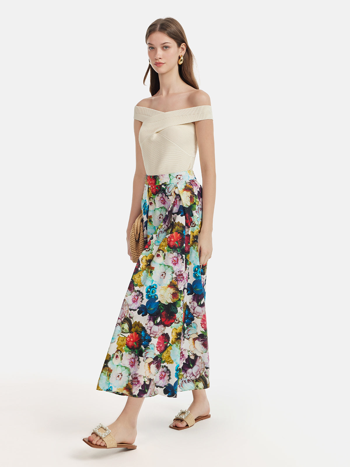 Floral Print A-Line Skirt