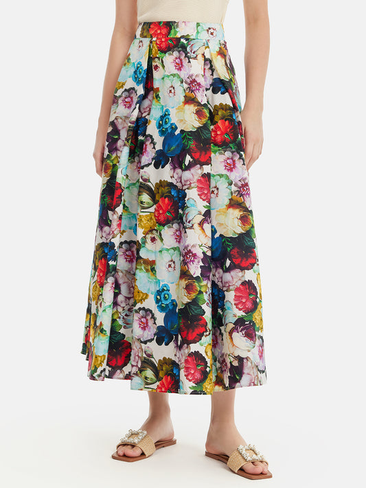 Floral Print A-Line Skirt