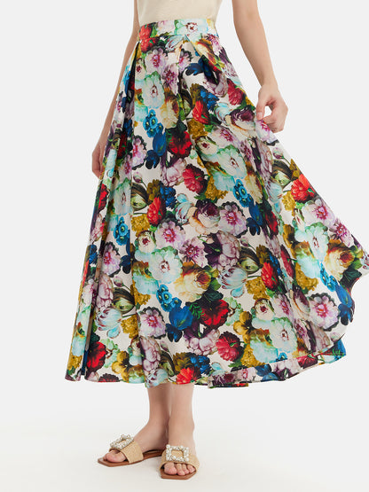 Floral Print A-Line Skirt