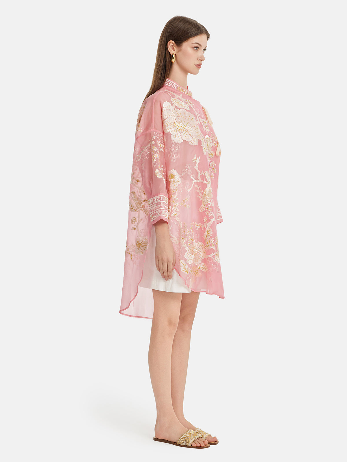 Mulberry Silk Jacquard Long Top