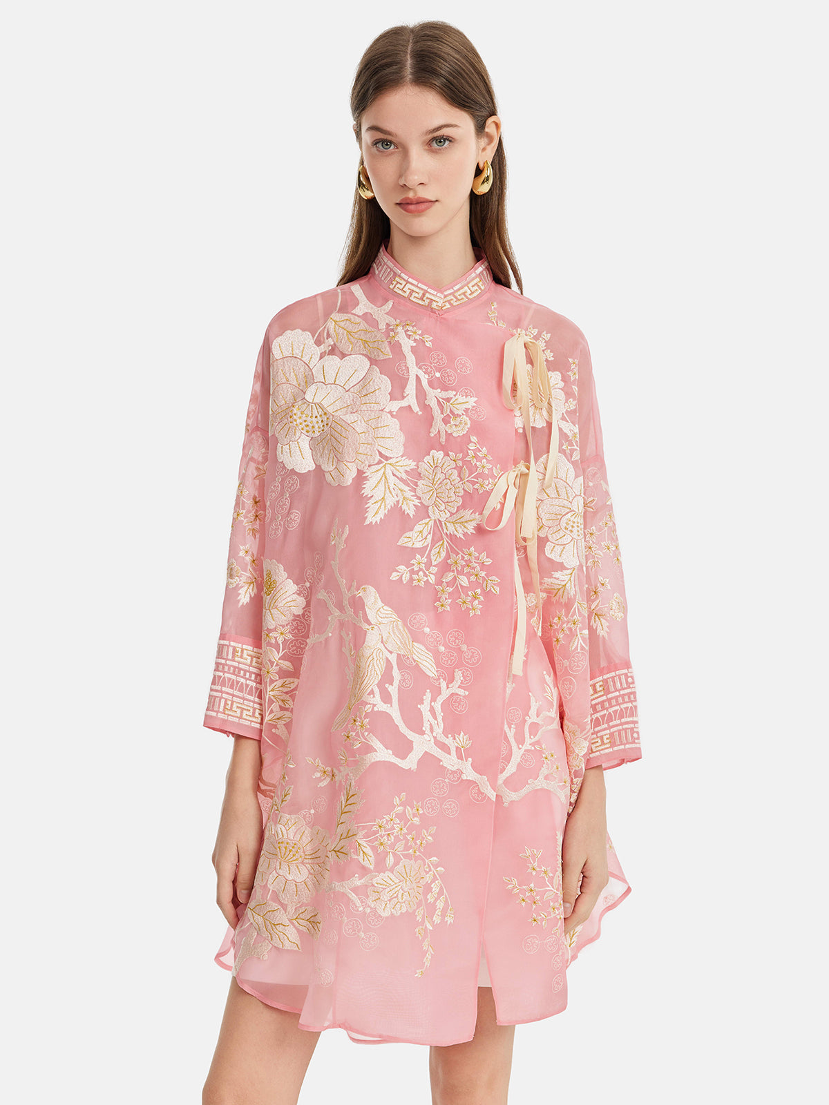 Mulberry Silk Jacquard Long Top