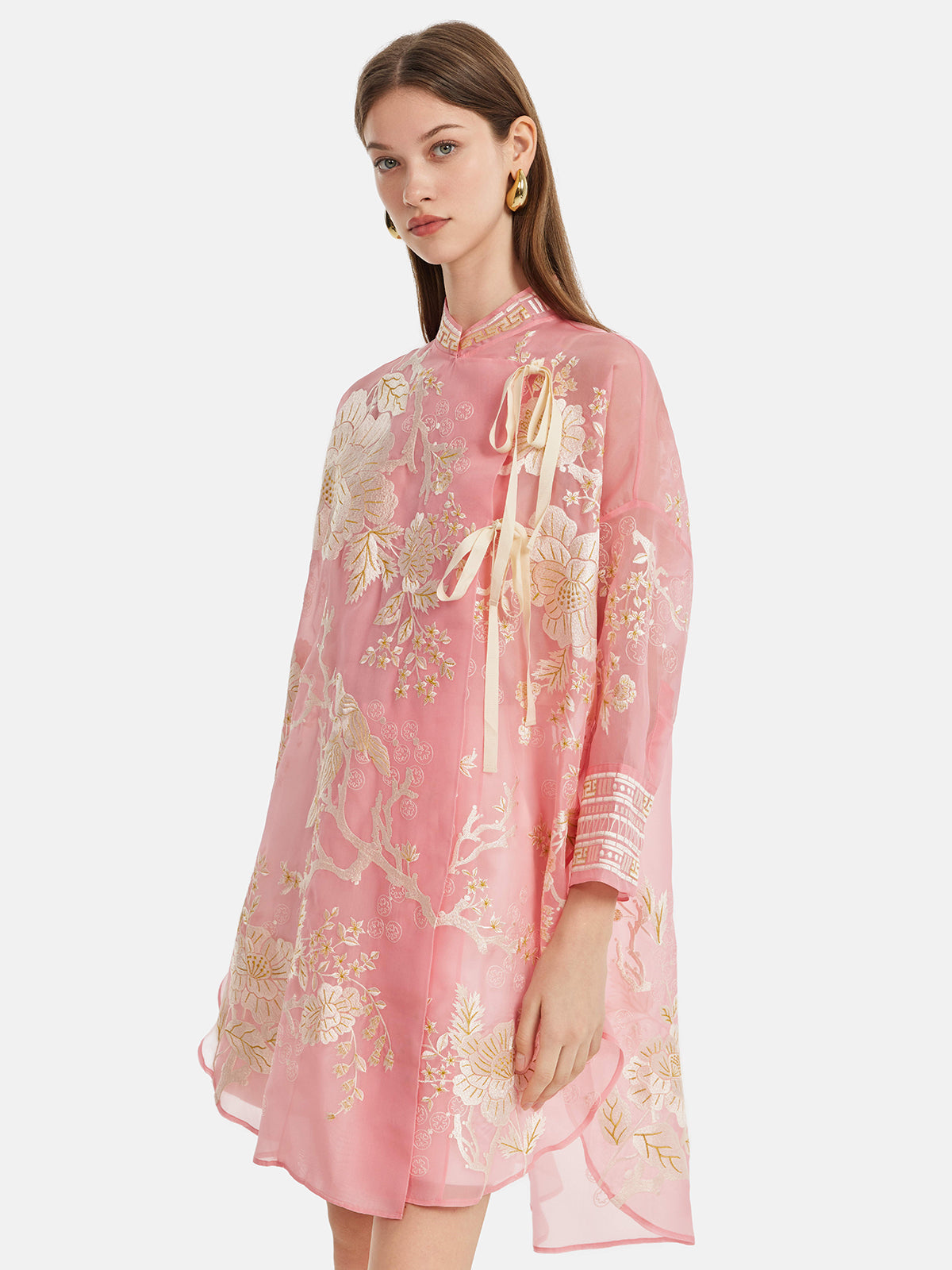 Mulberry Silk Jacquard Long Top